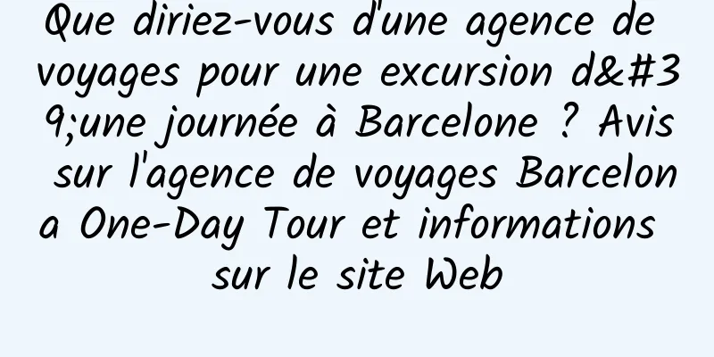 Que diriez-vous d'une agence de voyages pour une excursion d'une journée à Barcelone ? Avis sur l'agence de voyages Barcelona One-Day Tour et informations sur le site Web