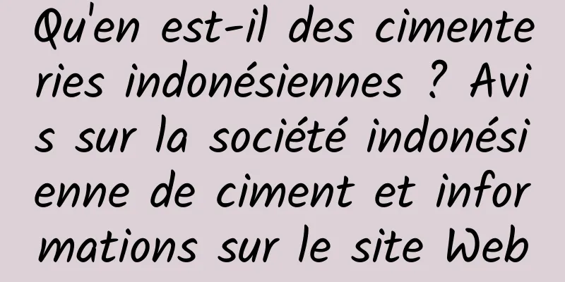 Qu'en est-il des cimenteries indonésiennes ? Avis sur la société indonésienne de ciment et informations sur le site Web
