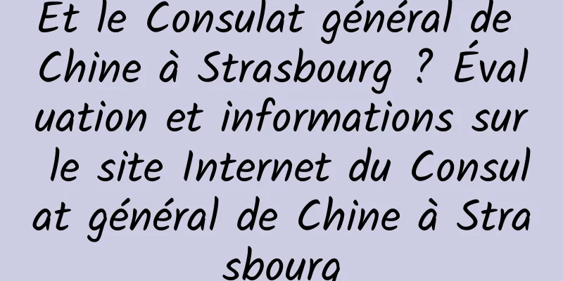 Et le Consulat général de Chine à Strasbourg ? Évaluation et informations sur le site Internet du Consulat général de Chine à Strasbourg