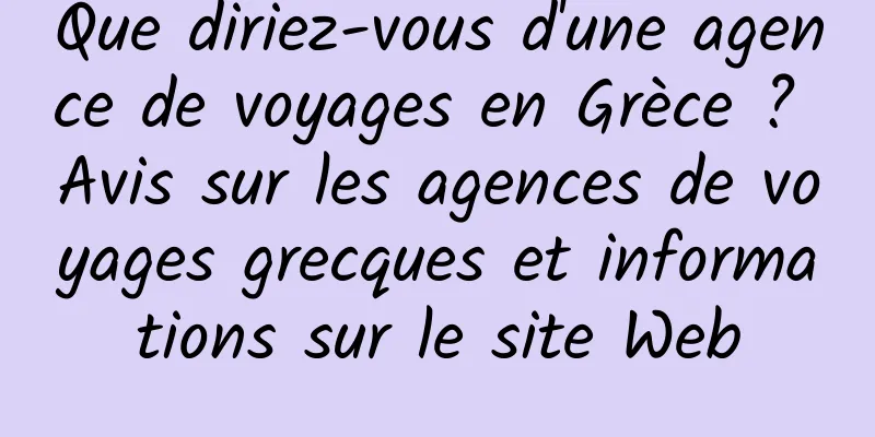 Que diriez-vous d'une agence de voyages en Grèce ? Avis sur les agences de voyages grecques et informations sur le site Web