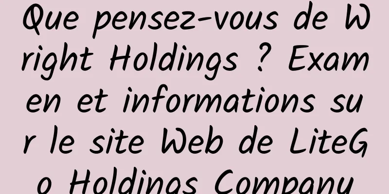Que pensez-vous de Wright Holdings ? Examen et informations sur le site Web de LiteGo Holdings Company