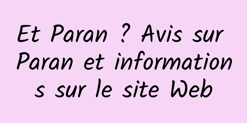 Et Paran ? Avis sur Paran et informations sur le site Web