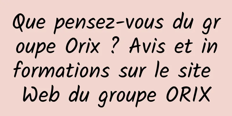 Que pensez-vous du groupe Orix ? Avis et informations sur le site Web du groupe ORIX