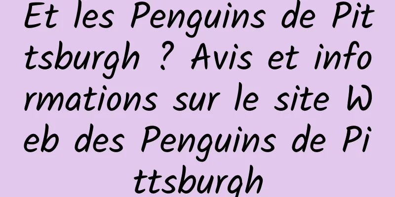 Et les Penguins de Pittsburgh ? Avis et informations sur le site Web des Penguins de Pittsburgh