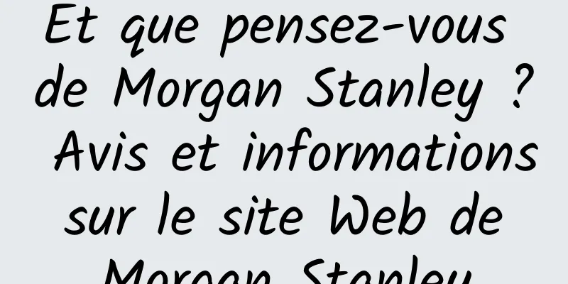 Et que pensez-vous de Morgan Stanley ? Avis et informations sur le site Web de Morgan Stanley