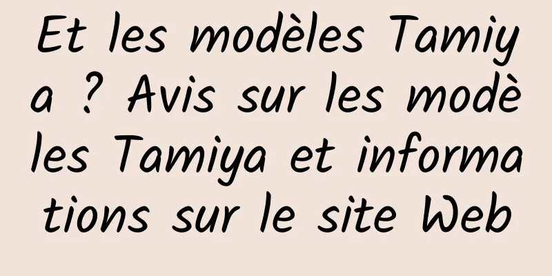 Et les modèles Tamiya ? Avis sur les modèles Tamiya et informations sur le site Web