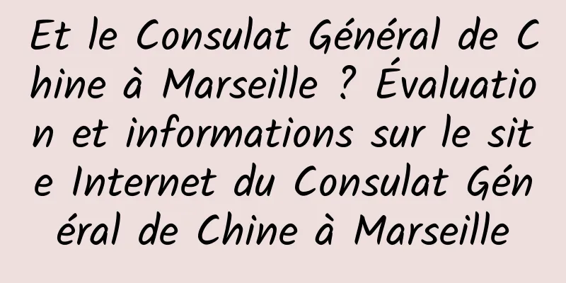 Et le Consulat Général de Chine à Marseille ? Évaluation et informations sur le site Internet du Consulat Général de Chine à Marseille