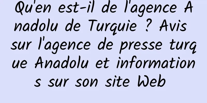 Qu'en est-il de l'agence Anadolu de Turquie ? Avis sur l'agence de presse turque Anadolu et informations sur son site Web 