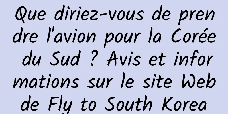 Que diriez-vous de prendre l'avion pour la Corée du Sud ? Avis et informations sur le site Web de Fly to South Korea 