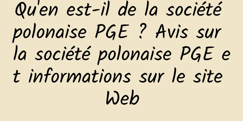 Qu'en est-il de la société polonaise PGE ? Avis sur la société polonaise PGE et informations sur le site Web