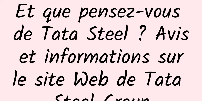 Et que pensez-vous de Tata Steel ? Avis et informations sur le site Web de Tata Steel Group