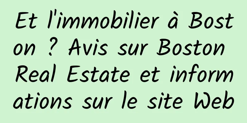 Et l'immobilier à Boston ? Avis sur Boston Real Estate et informations sur le site Web