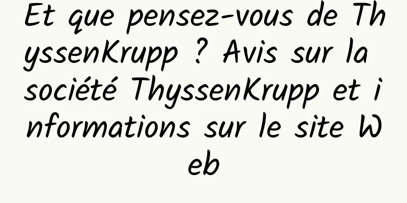 Et que pensez-vous de ThyssenKrupp ? Avis sur la société ThyssenKrupp et informations sur le site Web