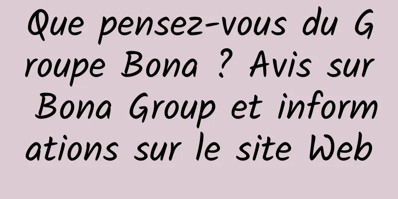 Que pensez-vous du Groupe Bona ? Avis sur Bona Group et informations sur le site Web