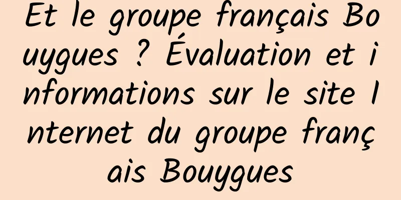 Et le groupe français Bouygues ? Évaluation et informations sur le site Internet du groupe français Bouygues