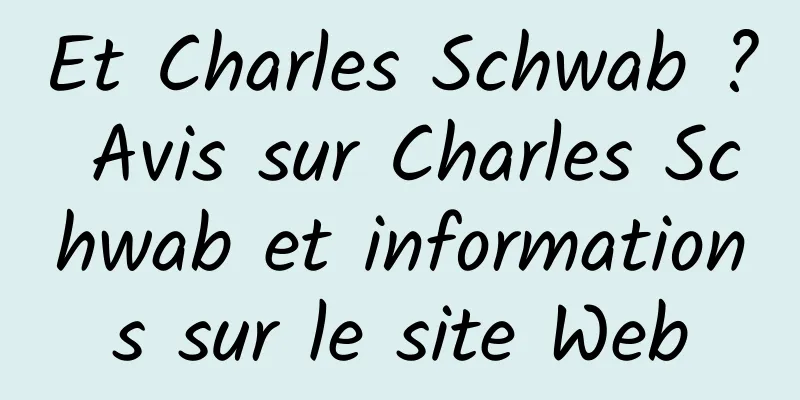 Et Charles Schwab ? Avis sur Charles Schwab et informations sur le site Web