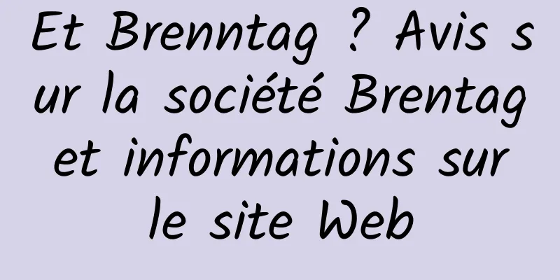 Et Brenntag ? Avis sur la société Brentag et informations sur le site Web