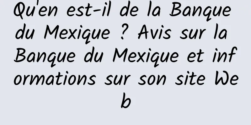 Qu'en est-il de la Banque du Mexique ? Avis sur la Banque du Mexique et informations sur son site Web