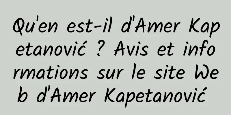 Qu'en est-il d'Amer Kapetanović ? Avis et informations sur le site Web d'Amer Kapetanović 