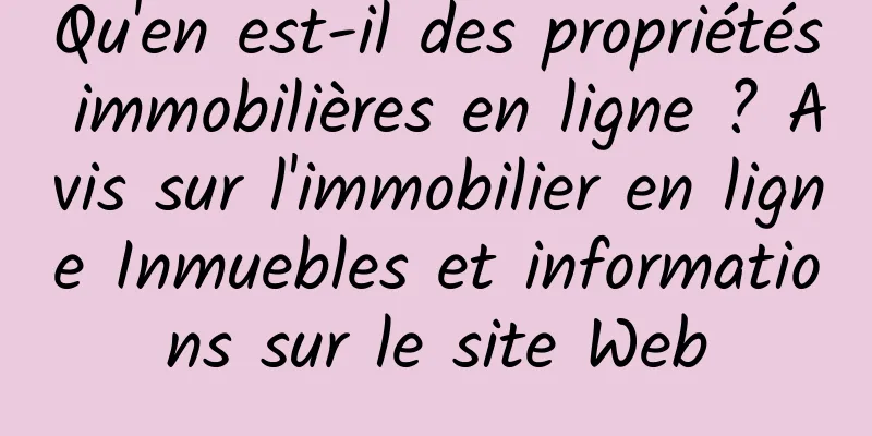 Qu'en est-il des propriétés immobilières en ligne ? Avis sur l'immobilier en ligne Inmuebles et informations sur le site Web