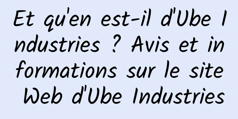Et qu'en est-il d'Ube Industries ? Avis et informations sur le site Web d'Ube Industries
