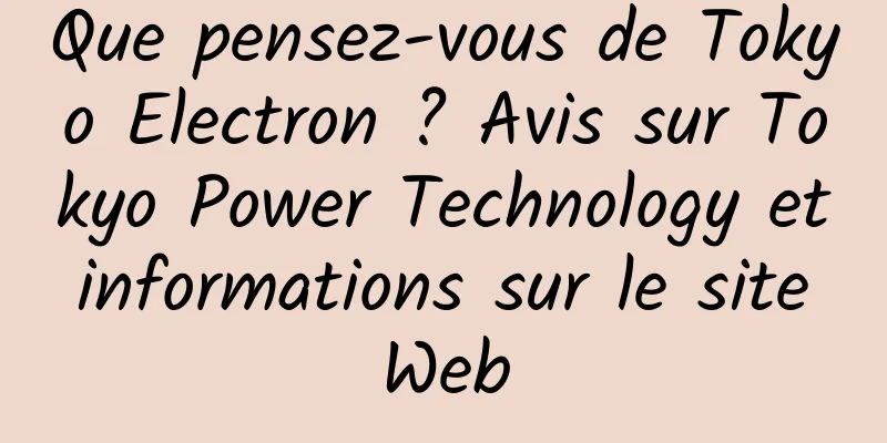 Que pensez-vous de Tokyo Electron ? Avis sur Tokyo Power Technology et informations sur le site Web