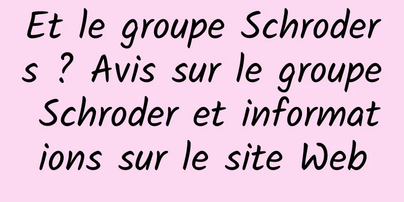 Et le groupe Schroders ? Avis sur le groupe Schroder et informations sur le site Web