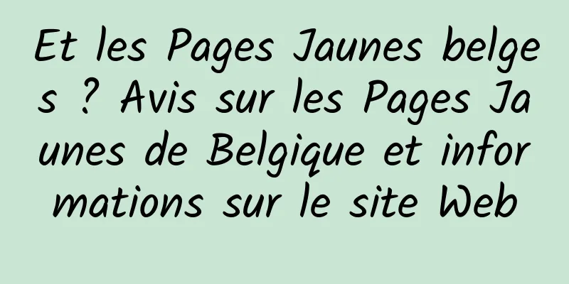 Et les Pages Jaunes belges ? Avis sur les Pages Jaunes de Belgique et informations sur le site Web