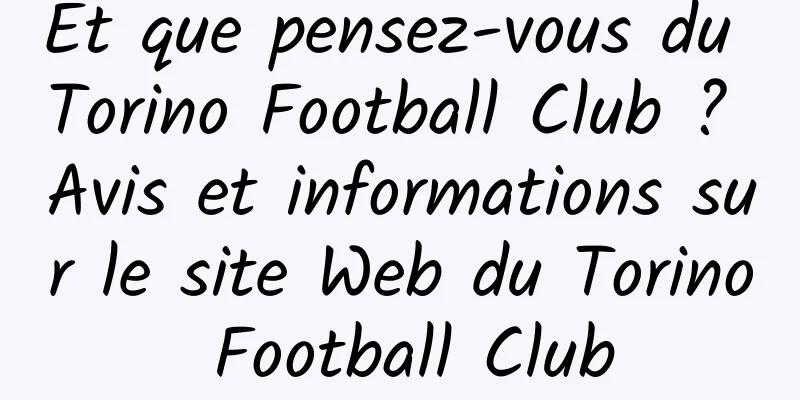 Et que pensez-vous du Torino Football Club ? Avis et informations sur le site Web du Torino Football Club