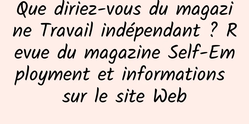 Que diriez-vous du magazine Travail indépendant ? Revue du magazine Self-Employment et informations sur le site Web