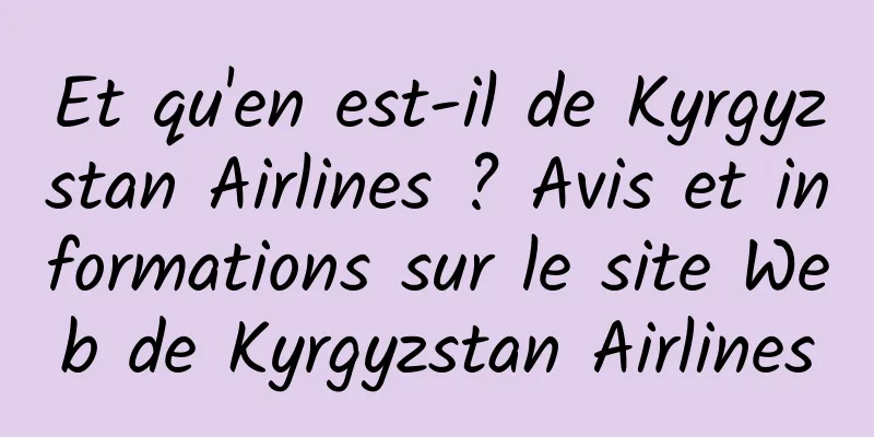 Et qu'en est-il de Kyrgyzstan Airlines ? Avis et informations sur le site Web de Kyrgyzstan Airlines