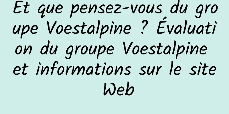 Et que pensez-vous du groupe Voestalpine ? Évaluation du groupe Voestalpine et informations sur le site Web