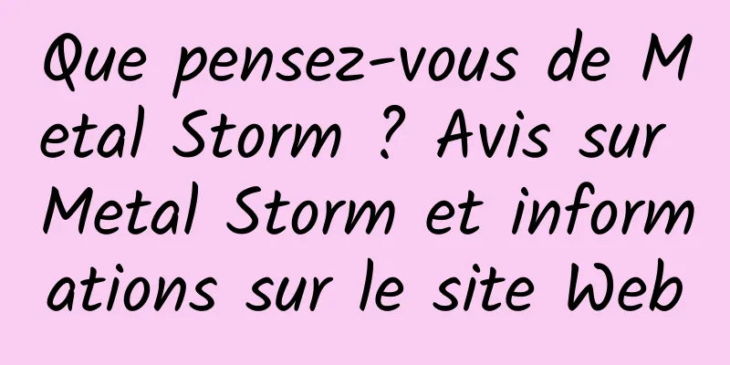 Que pensez-vous de Metal Storm ? Avis sur Metal Storm et informations sur le site Web