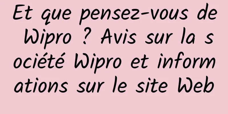 Et que pensez-vous de Wipro ? Avis sur la société Wipro et informations sur le site Web