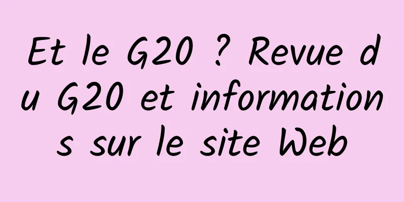 Et le G20 ? Revue du G20 et informations sur le site Web