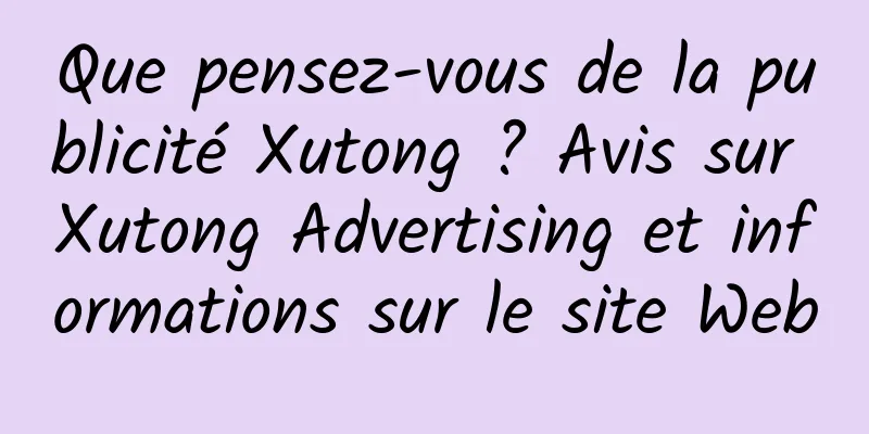 Que pensez-vous de la publicité Xutong ? Avis sur Xutong Advertising et informations sur le site Web
