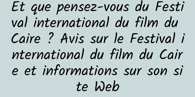 Et que pensez-vous du Festival international du film du Caire ? Avis sur le Festival international du film du Caire et informations sur son site Web