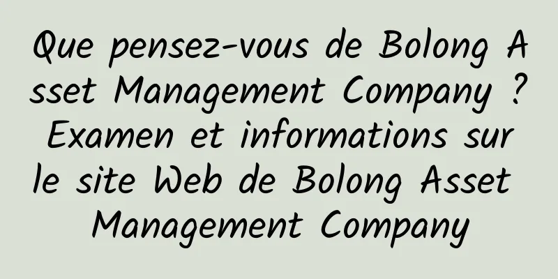 Que pensez-vous de Bolong Asset Management Company ? Examen et informations sur le site Web de Bolong Asset Management Company