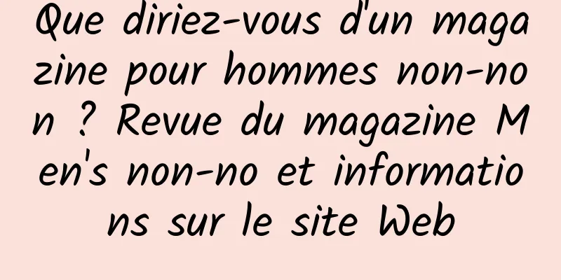 Que diriez-vous d'un magazine pour hommes non-non ? Revue du magazine Men's non-no et informations sur le site Web
