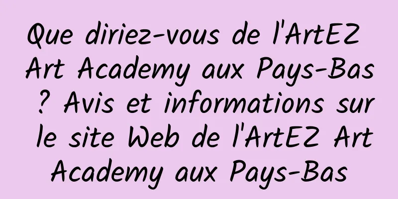 Que diriez-vous de l'ArtEZ Art Academy aux Pays-Bas ? Avis et informations sur le site Web de l'ArtEZ Art Academy aux Pays-Bas 