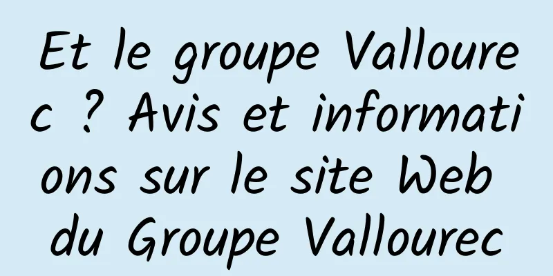 Et le groupe Vallourec ? Avis et informations sur le site Web du Groupe Vallourec