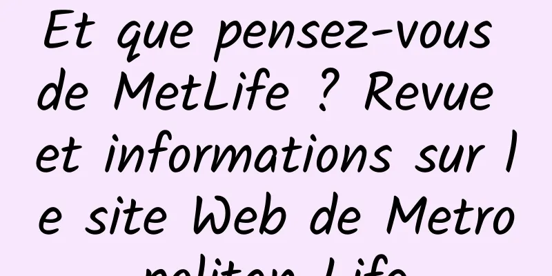 Et que pensez-vous de MetLife ? Revue et informations sur le site Web de Metropolitan Life