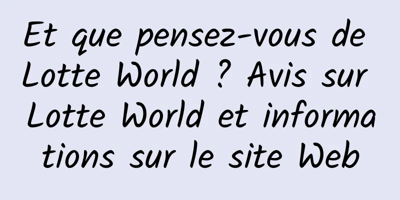 Et que pensez-vous de Lotte World ? Avis sur Lotte World et informations sur le site Web