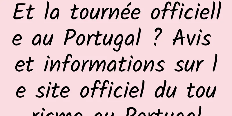 Et la tournée officielle au Portugal ? Avis et informations sur le site officiel du tourisme au Portugal