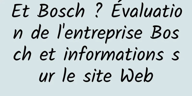 Et Bosch ? Évaluation de l'entreprise Bosch et informations sur le site Web