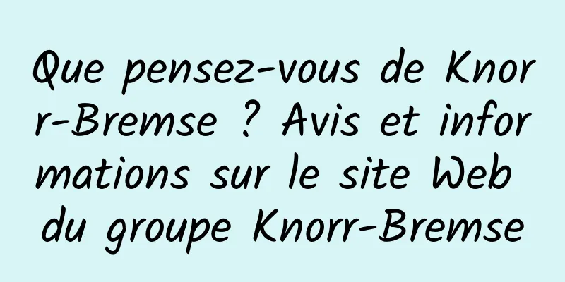 Que pensez-vous de Knorr-Bremse ? Avis et informations sur le site Web du groupe Knorr-Bremse