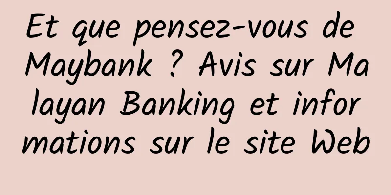 Et que pensez-vous de Maybank ? Avis sur Malayan Banking et informations sur le site Web