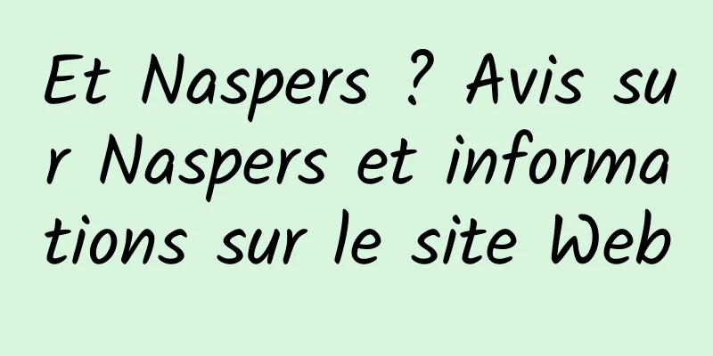 Et Naspers ? Avis sur Naspers et informations sur le site Web