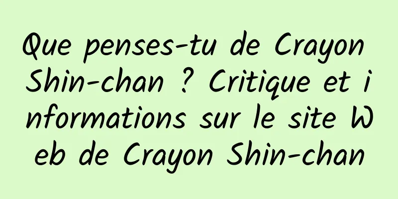 Que penses-tu de Crayon Shin-chan ? Critique et informations sur le site Web de Crayon Shin-chan