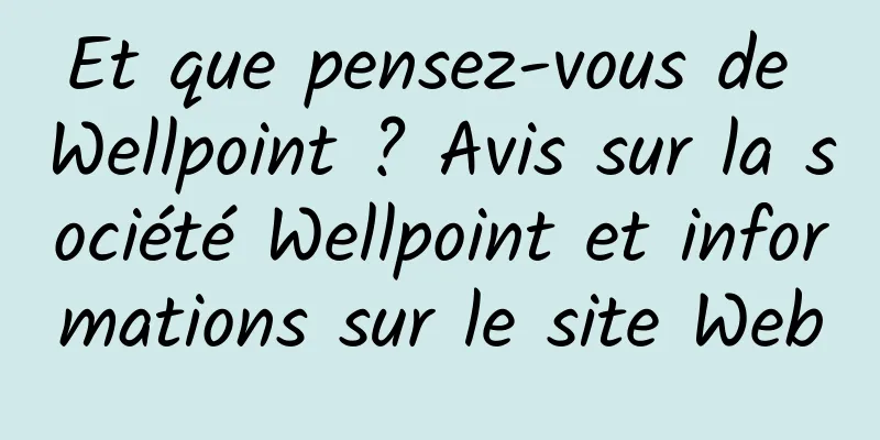 Et que pensez-vous de Wellpoint ? Avis sur la société Wellpoint et informations sur le site Web